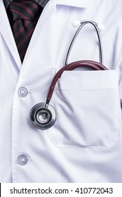 Close Up Of A Doctors Lab White Coat.
