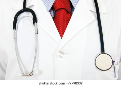 Close Up Of A Doctors Lab White Coat.