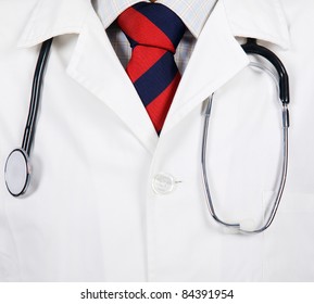 Close Up Of A Doctors Lab White Coat.