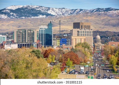 Close up of downtown Boise with Fall colors