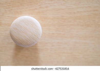 Close Up Drawer And Wooden Knob. Selective Focus.