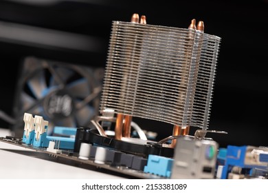 Close up dust on the heatsink. Usage heatsink with copper core for CPU cooling system. 