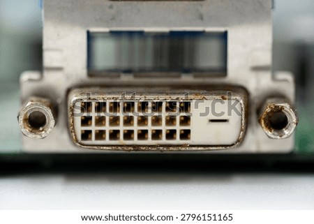 Close up of DVI port on computer motherboard
