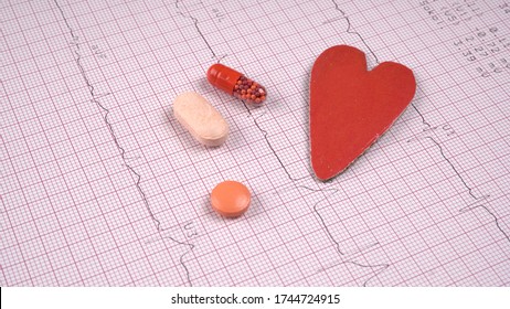 Close Up Echocardiograph Test Report (ECG) Showing Abnormal Heart Rhythm With Medication.