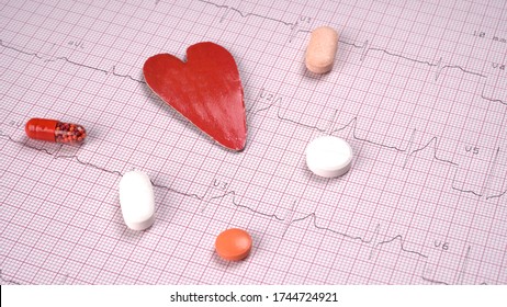 Close Up Echocardiograph Test Report (ECG) Showing Abnormal Heart Rhythm With Medication.