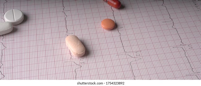 Close Up Echocardiograph Test Report (ECG) Showing Abnormal Heart Rhythm With Medication.