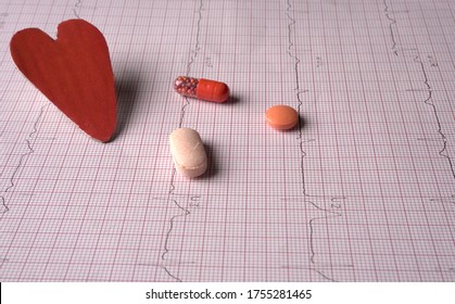 Close Up Echocardiograph Test Report (ECG) Showing Abnormal Heart Rhythm With Medication.