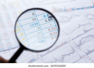 Close up of economic data analysis chart