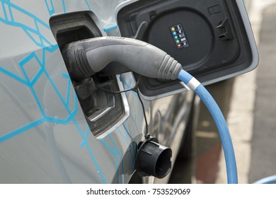 Close Up Of An Electric Car Hook Up