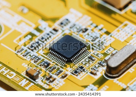 Close up of Electronic Circuits in Technology on Mainboard computer background (logic board,cpu motherboard,Main board,system board,mobo)