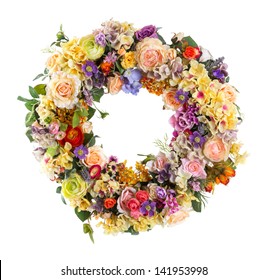 Close up Elegance flower Garland isolated on white - Artificial - Powered by Shutterstock