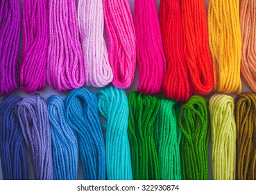 Close Up Embroidery Floss, Rainbow Colours