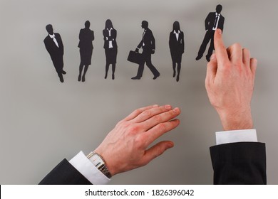 Close Up Of Employer Choosing Candidates. Business Work With People, Buisness Strategy. Human Resources, HR Management And Recruitment Employment.