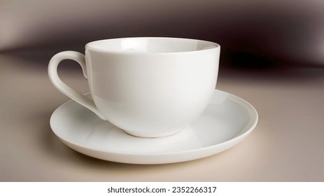 Close up empty coffee cup on a plate 