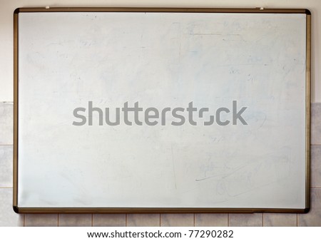 close up of an empty  white chalk board