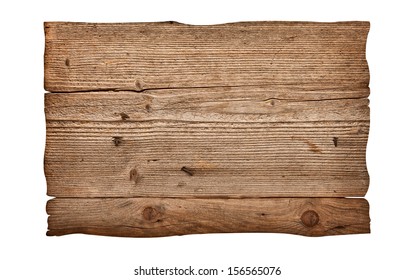 close up of an empty wooden sign on white background - Shutterstock ID 156565076