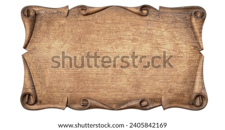 close up empty wooden sign on a white background with clipping path