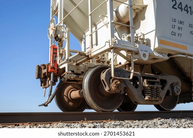 Close up of end of train device on train car coupler end