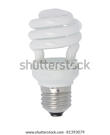 close up the energy saving lamp on a white background