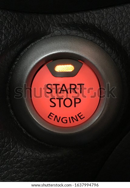 Close up the engine start
button