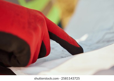 Close up of an Engineer Reviewing Project Papers for the Construction of Wind Turbines 