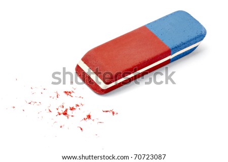 close up of an eraser on white background with clipping path