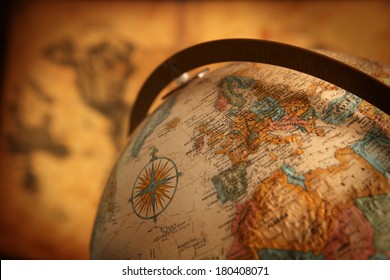 Close up of europe on an antique style globe - Shutterstock ID 180408071
