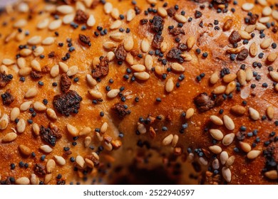 close up of everything bagel texture