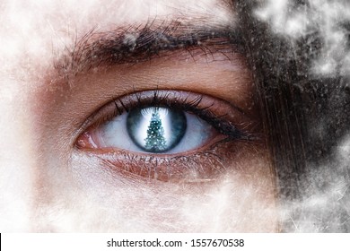 Close Up Of Evil Female Eyes Christmas Eye