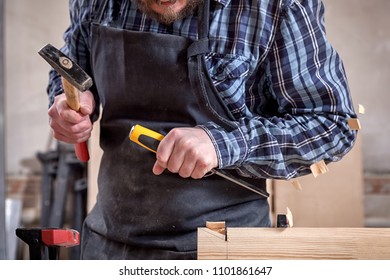 Close Experienced Carpenter Work Clothes Small Stock Photo 1101861647 ...