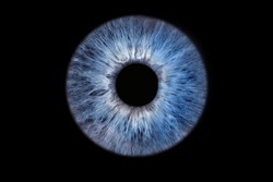 Close Up Of Eye Iris On Black Background, Macro, Photography