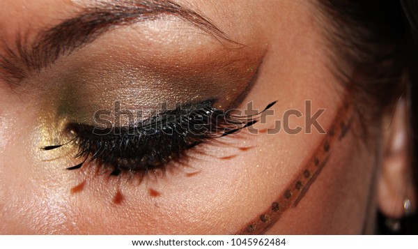 Close Eye Tribal Inspiration Professional Make Stock Photo (Edit Now