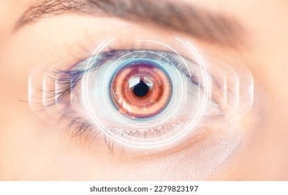 Close up of an eye and vision test - Powered by Shutterstock