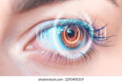 Close up of an eye and vision test