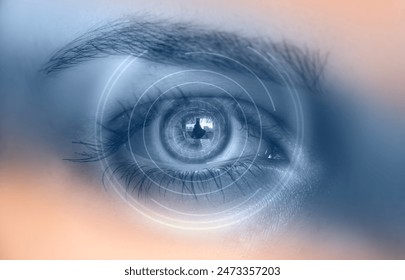 Close up of an eye and vision test - Powered by Shutterstock