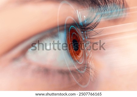 Close up of an eye and vision test