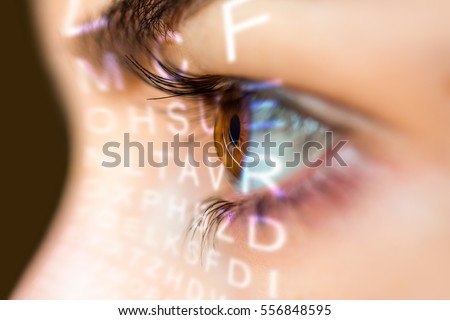 Close up of an eye and vision test