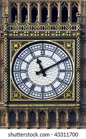 Close up of the face of the clock on Westminster tower (Big Ben)