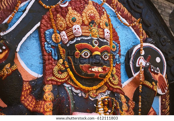 Close Face Hindu God Kala Bhairava Stock Photo (Edit Now) 612111803