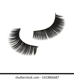 close up of false eyelashes on white background