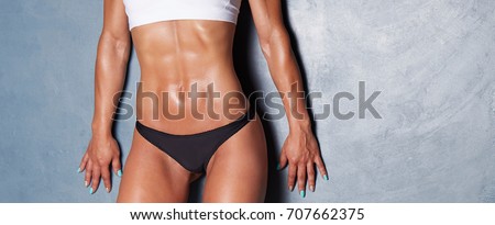  close up of female abdominal muscles