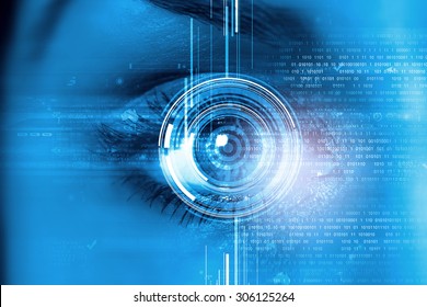 Close Womans Eye Scanned Access Stock Photo (Edit Now) 299843273