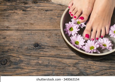 Close Up Of A Female Feet In Spa Salon