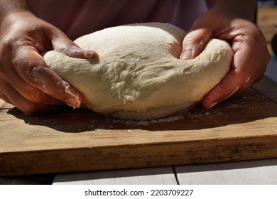 Close Up Female Hands Kneading Dough