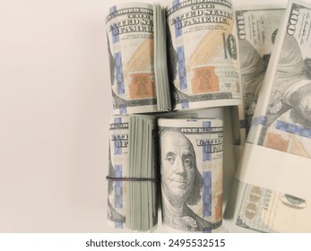 close up fiat money 100usd banknotes,Pile of United States of America 100 dollar bills,Finance, banking,cash, savings,fiat  money concept,100 dollar bill currency,Group of money stack of 100 US dollar - Powered by Shutterstock