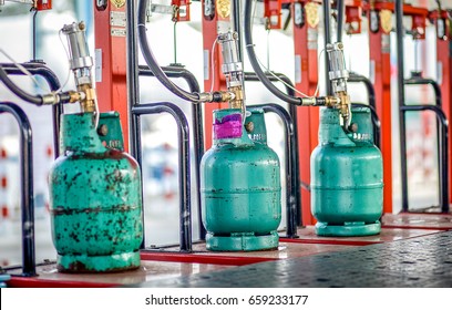 Close Up Filling Lpg Gas Bottle. 