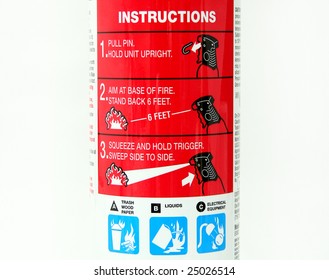 Close Up of Fire Extinguisher Instructions Label