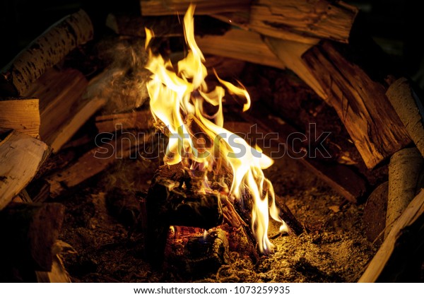 Close Fire Vintage Fireplace Cooking Food Stock Photo Edit Now