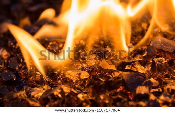 Close Flames Glass Pieces Fire Pit Stock Photo Edit Now 1107179864