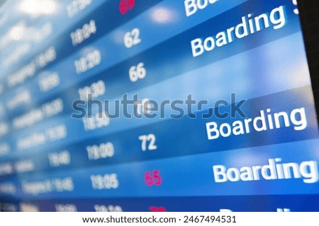 Close up of flight information board